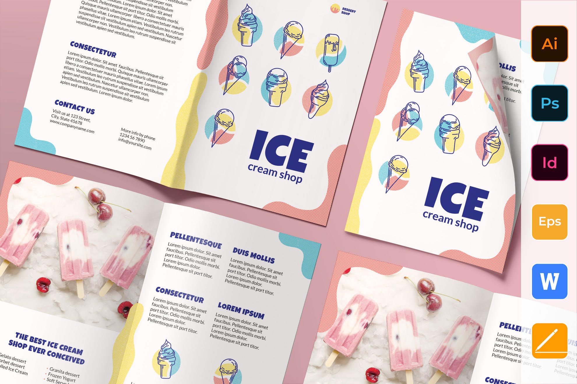 Ice Cream Shop Brochure template