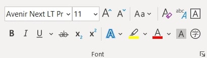 word font ribbon