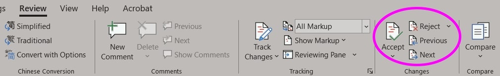 resolve comments in word