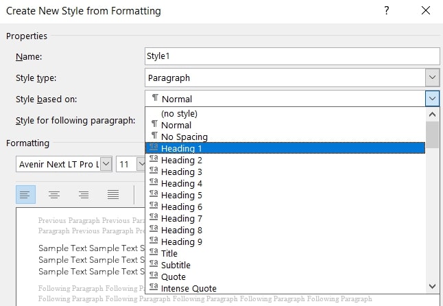 assign a number to heading style word