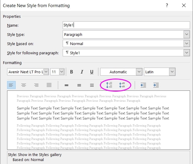 create spacing in style microsoft word