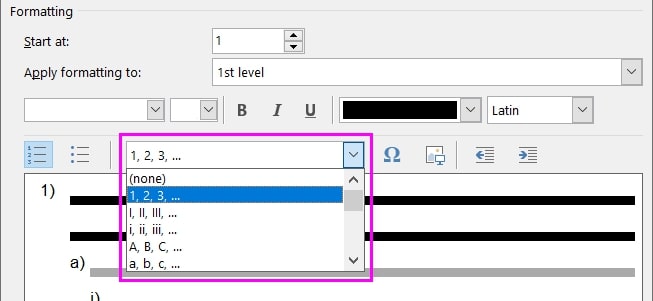 automatic numbering style microsoft word